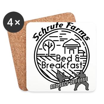 Schrute Farms Bed and Breakfast und Selbstverteidigung - Untersetzer (4er-Set) - Weiß - Vorne