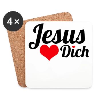 Jesus liebt dich - Untersetzer (4er-Set) - Weiß - Vorne