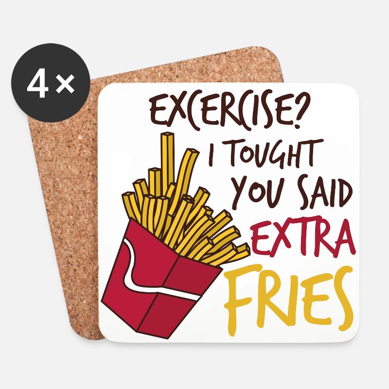 Extra Fries - Untersetzer (4er-Set) - Weiß