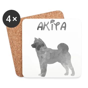 Akita in watercolor - Coasters (set of 4) - white - Front