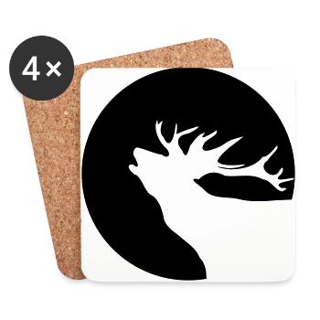 Deer Reindeer Christmas sun moon shadow 1c - Coasters (set of 4) - white - Front