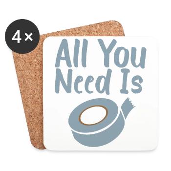 Duct Tape All you need is Duct Tape - Gift idea - Coasters (set of 4) - white - Front