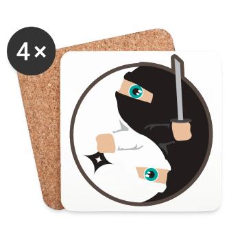 Yin Yang Ninja Day and Night - Gift Idea - Coasters (set of 4) - white - Front
