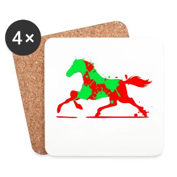 Art cheval paintball courses de chevaux - Dessous de verre (lot de 4) - blanc - Devant
