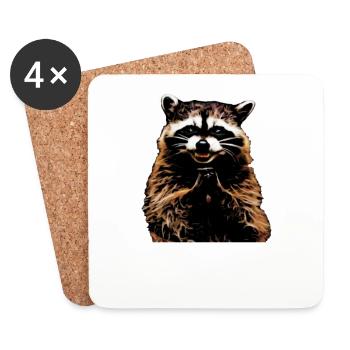 Evil Raccoon for dark clothes - Coasters (set of 4) - white - Front