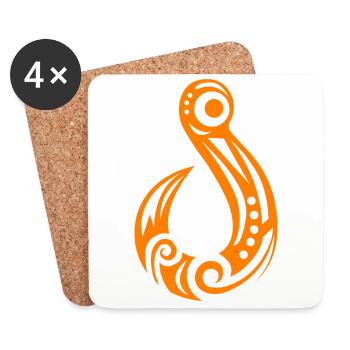 Maori Fishhook Matau Orange - Untersetzer (4er-Set) - Weiß - Vorne