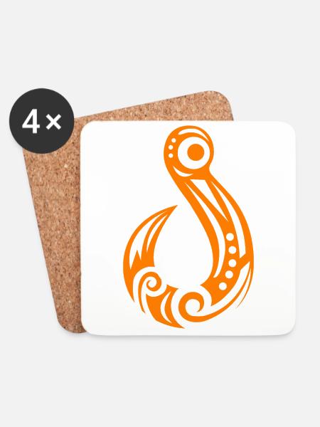 Maori Fishhook Matau Orange - Untersetzer (4er-Set) - Weiß