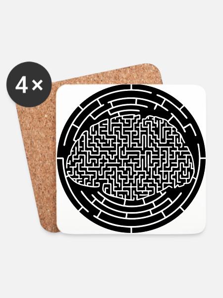 Labyrinth - Untersetzer (4er-Set) - Weiß