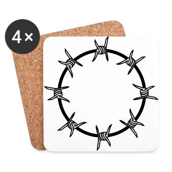 Barbed wire circle circular shape - Coasters (set of 4) - white - Front