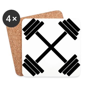 Dumbbell crossed GYM crossed 1c - Coasters (set of 4) - white - Front