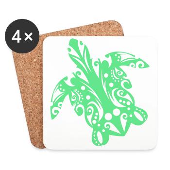 Maori Turtle honu Tattoo Tribal Shapes - Gift - Coasters (set of 4) - white - Front