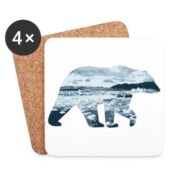 Double Exposure Animals - Polar Bear - Gift - Coasters (set of 4) - white - Front