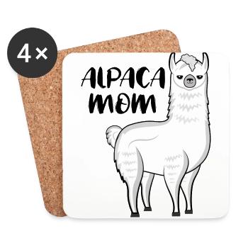 Cadeau de T-shirt de Lama drôle d'alpaga de maman - Dessous de verre (lot de 4) - blanc - Devant
