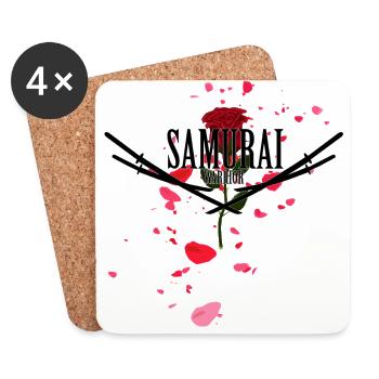 Samurai-Krieger Schwerter Blumenmotiv - Untersetzer (4er-Set) - Weiß - Vorne