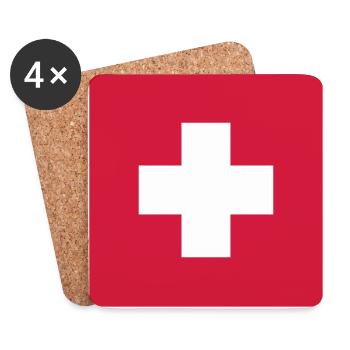 Schweizer Fahne für Fans, Geschenkidee, Geschenk - Untersetzer (4er-Set) - Weiß - Vorne