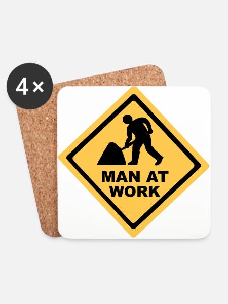 Man at Work - Construction - Coasters (set of 4) - white