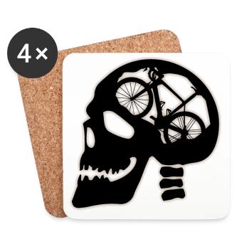 Schädel mit Fahrrad drinnen - Untersetzer (4er-Set) - Weiß - Vorne