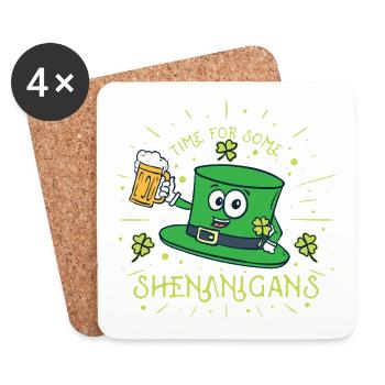 St Patrick's Day Ireland Party Shamrock Shamrock - Coasters (set of 4) - white - Front