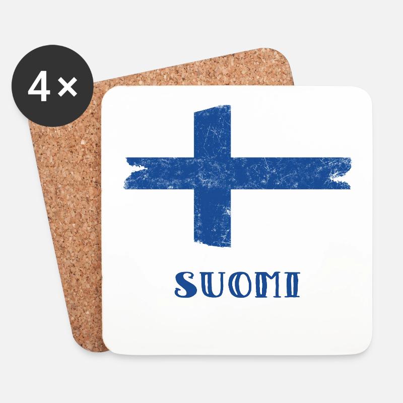 Finnland, Suomi - Untersetzer (4er-Set) - Weiß
