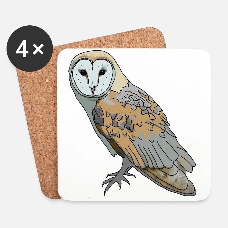 Owl - Barn Owl - Coasters (set of 4) - white