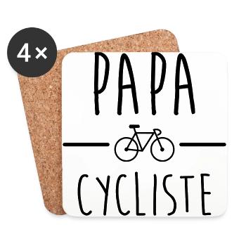 papa cycliste, cadeau cyclisme, fête des pères - Dessous de verre (lot de 4) - blanc - Devant