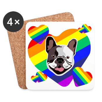 Chiens favoris Bouledogue française - Cadeau - Dessous de verre (lot de 4) - blanc - Devant