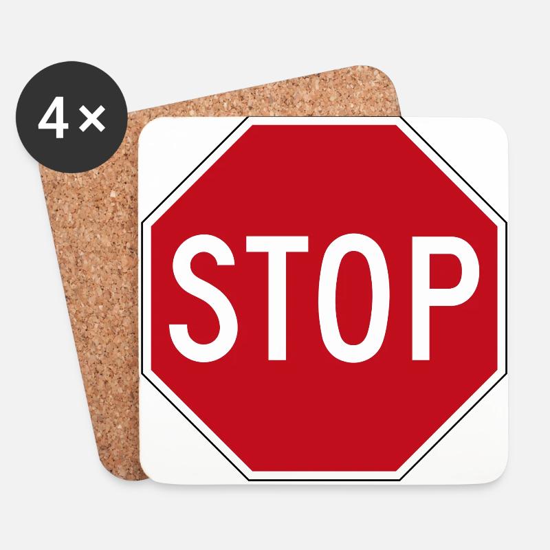 Stoppschild - Untersetzer (4er-Set) - Weiß