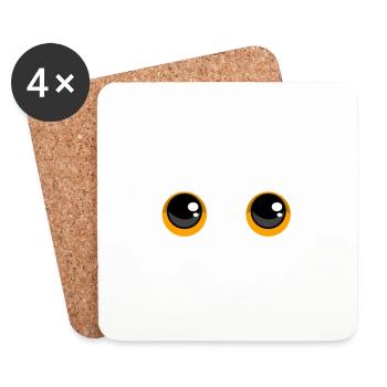 Cute black cat face - gift idea - Coasters (set of 4) - white - Front