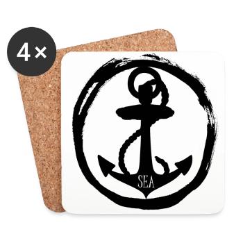 Sea - anchor anchor - sea - sea - Coasters (set of 4) - white - Front