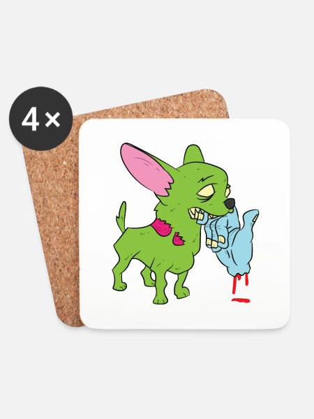 Zombie Chihuahua - Untersetzer (4er-Set) - Weiß