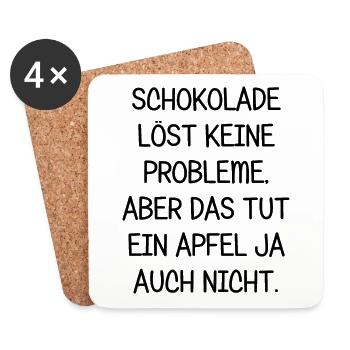 Schokolade löst keine Probleme aber ein Apfel auch - Untersetzer (4er-Set) - Weiß - Vorne