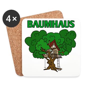 Treehouse house in the tree - Coasters (set of 4) - white - Front