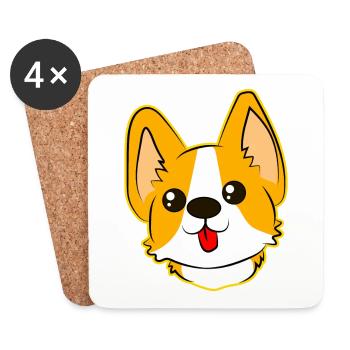 cute dog with tongue - Coasters (set of 4) - white - Front