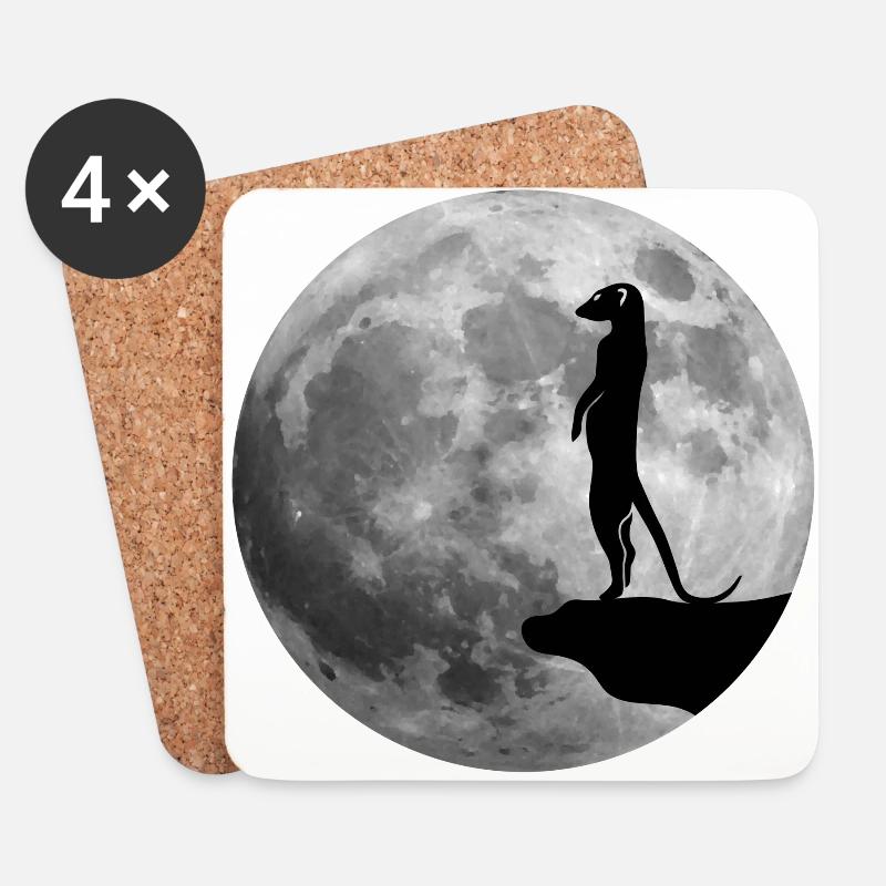 erdmännchen mond meerkat moon wildtiere - Untersetzer (4er-Set) - Weiß