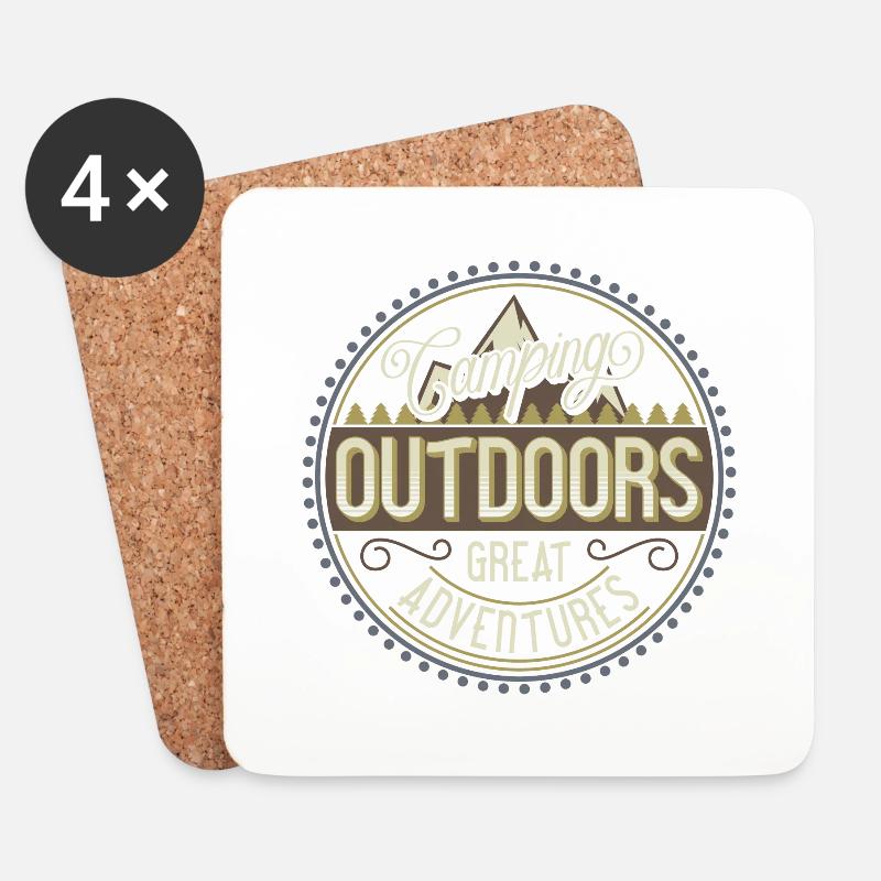 CAMPING OUTDOORS - Coasters (set of 4) - white