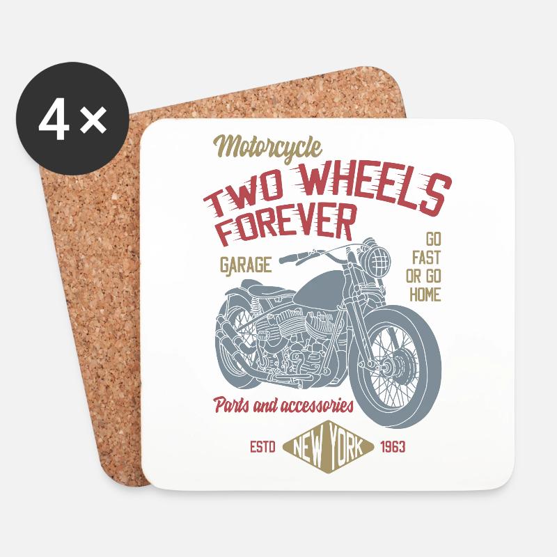TWO WHEELS - Coasters (set of 4) - white