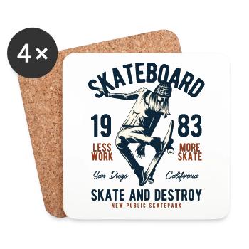 SKATE BOARD - Coasters (set of 4) - white - Front