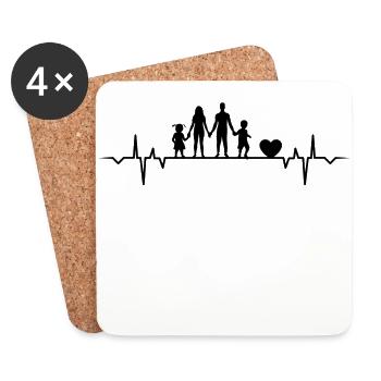 I Love My Family Heartbeat Gift T-Shirt - Dessous de verre (lot de 4) - blanc - Devant