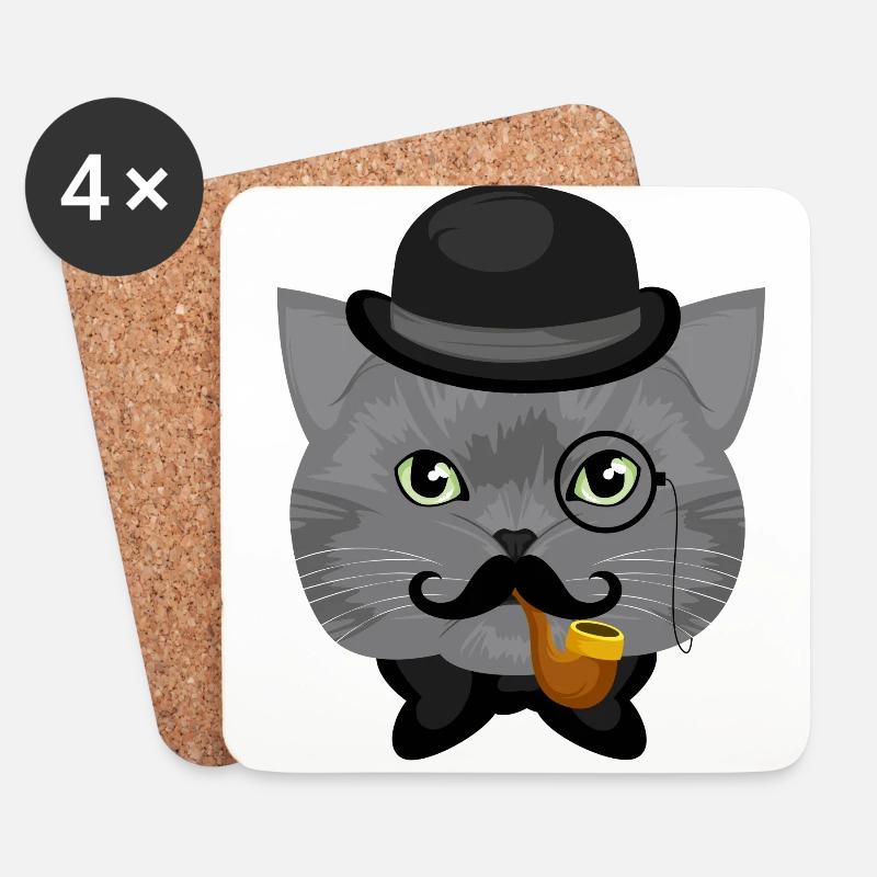Sir Cat - Untersetzer (4er-Set) - Weiß