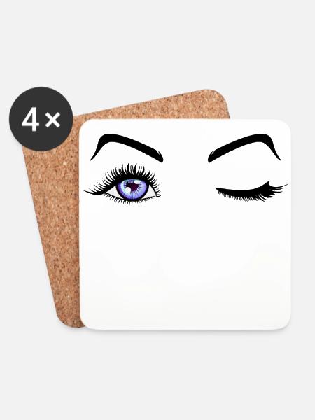 Beauty Eyes Eyelashes one - Coasters (set of 4) - white