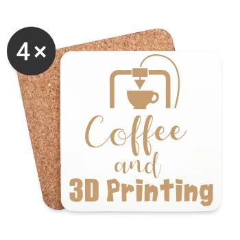 Coffe and 3D Printing - Gift Idea - Coasters (set of 4) - white - Front