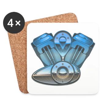 Engine - engine block - Coasters (set of 4) - white - Front