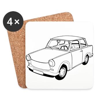  Trabi Aspahltbomber - Dessous de verre (lot de 4) - blanc - Devant