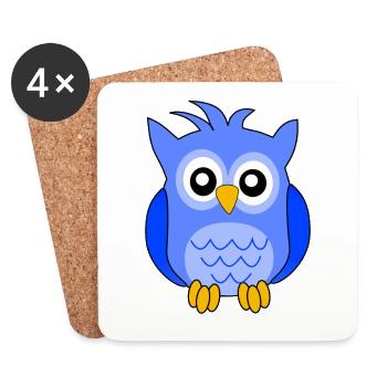 Hibou bleu - Coasters (set of 4) - white - Front