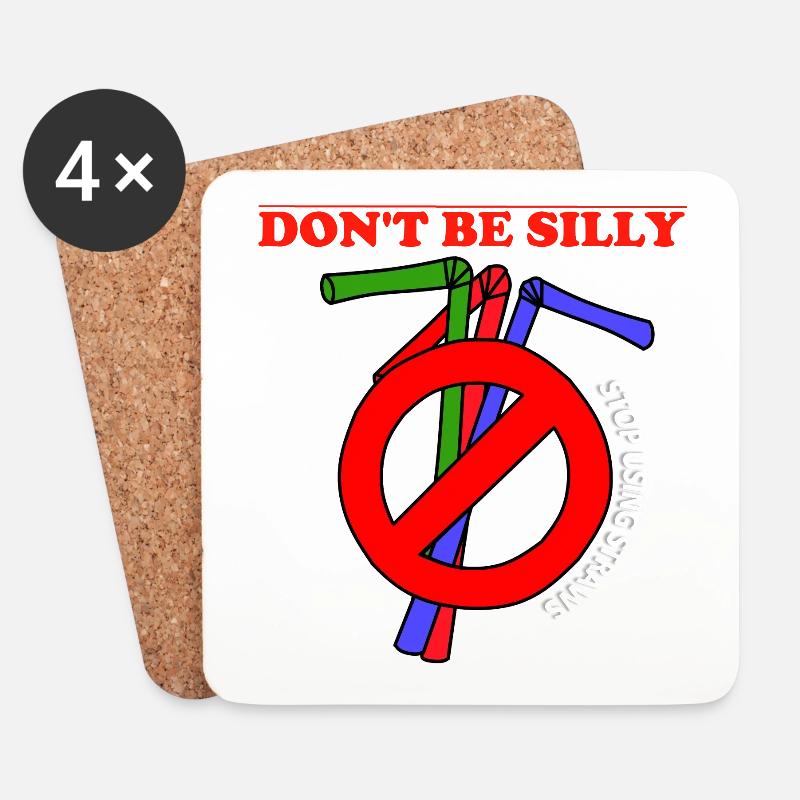 Stop using plastic straws - Untersetzer (4er-Set) - Weiß