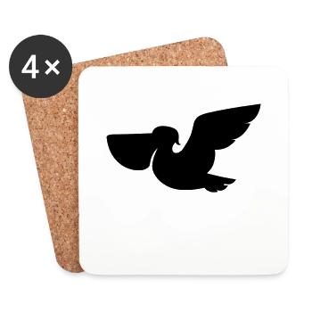 Oiseau pélican - Dessous de verre (lot de 4) - blanc - Devant