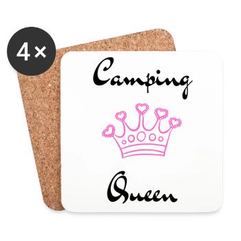 Camping Queen (noir) - Dessous de verre (lot de 4) - blanc - Devant