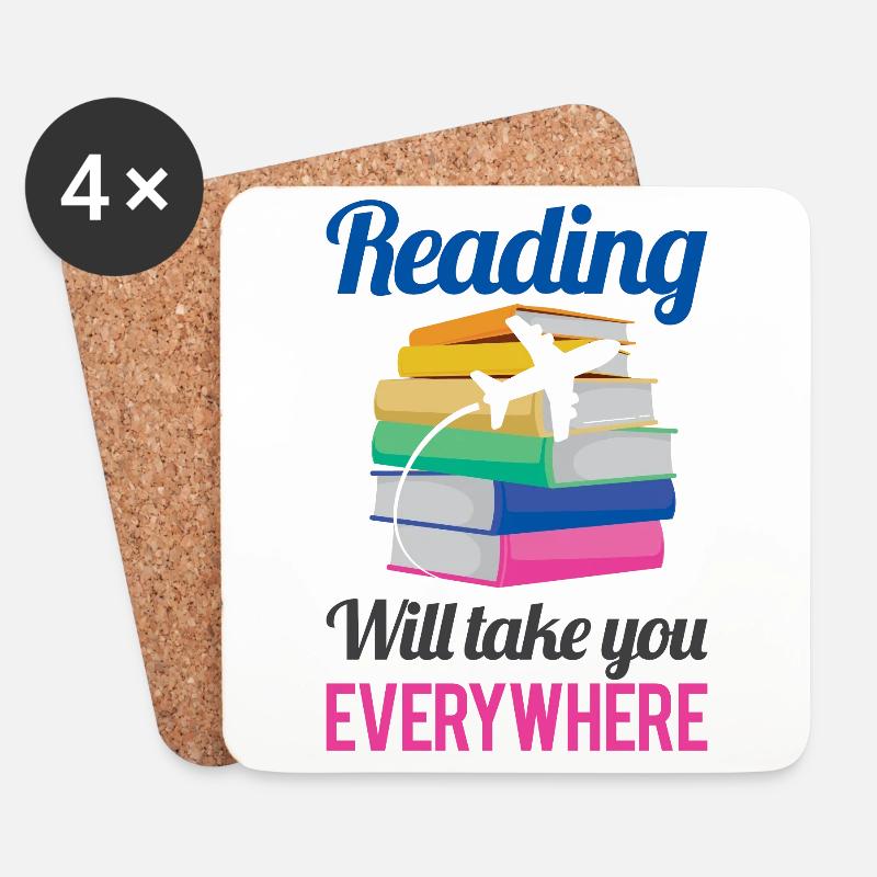 Lesen bringt dich überall hin andere Welt Hobby - Untersetzer (4er-Set) - Weiß