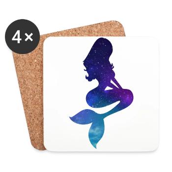 mermaid sea lake fish holiday water - Coasters (set of 4) - white - Front