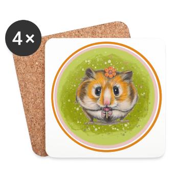 Bonbons pour mon bonbon - hamster avec sucette - Dessous de verre (lot de 4) - blanc - Devant